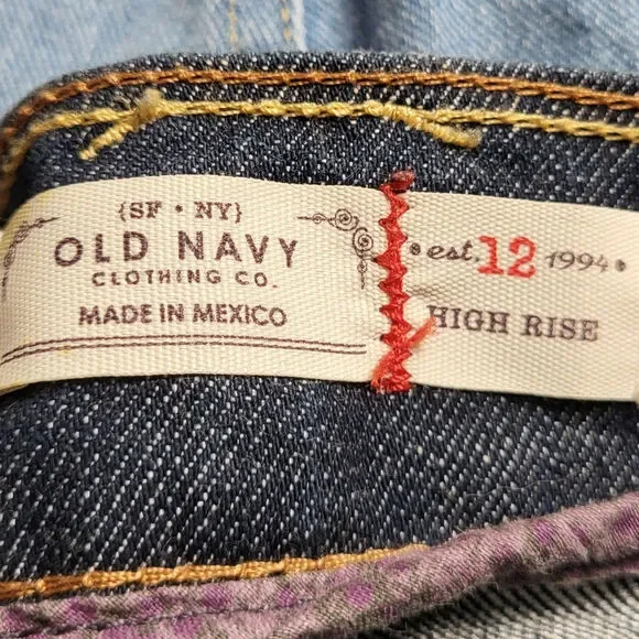 Vintage Y2K Old Navy Zipper Straight Leg High Rise Denim Jeans Size 12 Like New - Picture 12 of 14